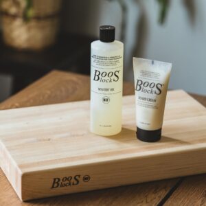 John Boos 2-Piece Boos Block Charcuterie Board and Wood Cutting Board Care and Maintenance Set, 16-Ounce Mystery Oil and 5-Ounce Board Cream