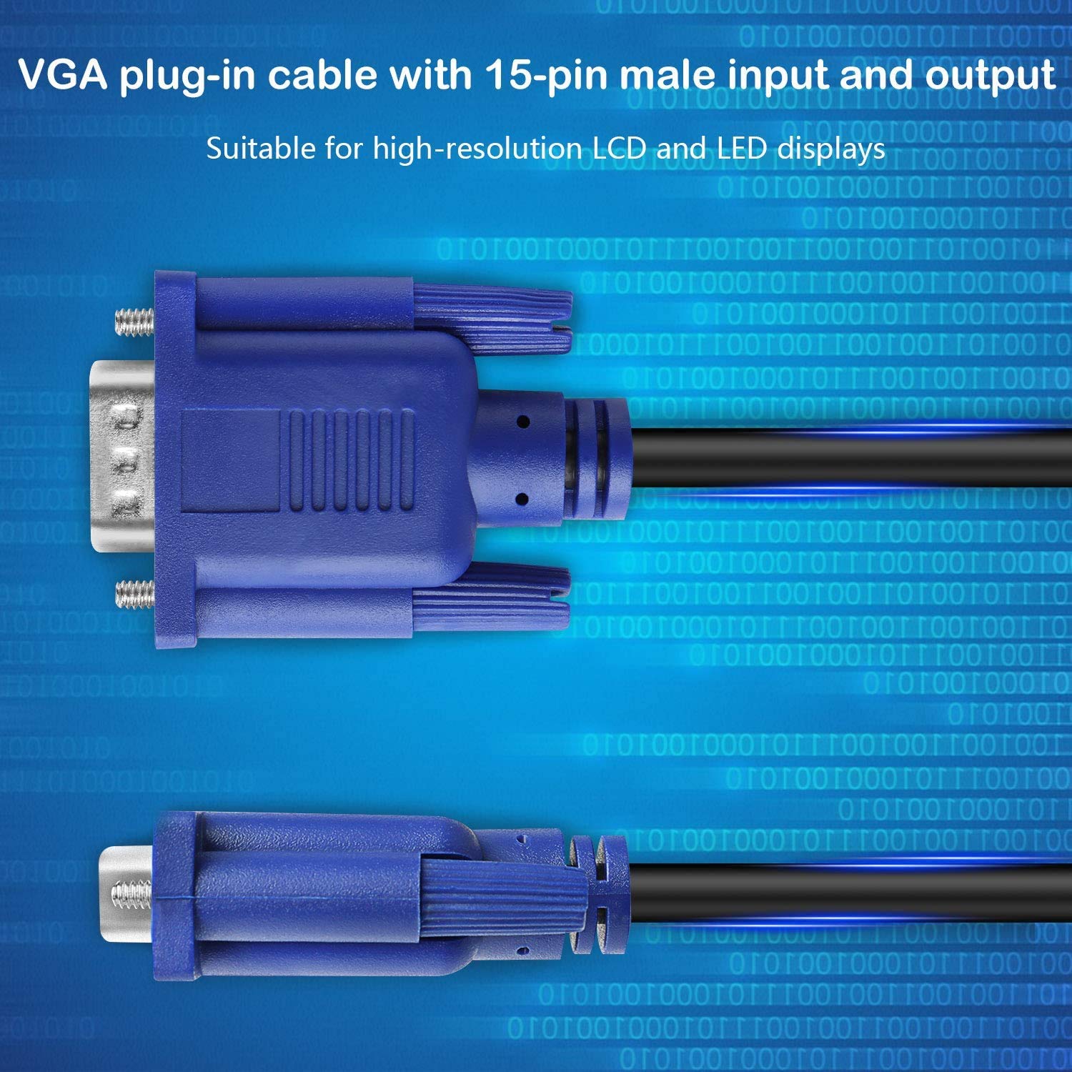 PASOW VGA to VGA Monitor Cable HD15 Male to Male for TV Computer Projector (6 Feet)