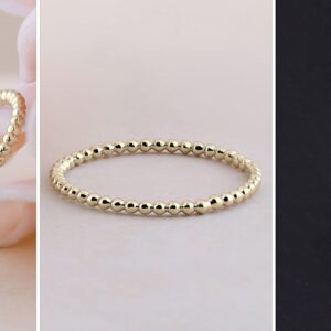 Dazzlingrock Collection 1.4mm Beaded Style Minimalist Ball Chain Design Wedding Band for Her in 14K Yellow Gold Size 6