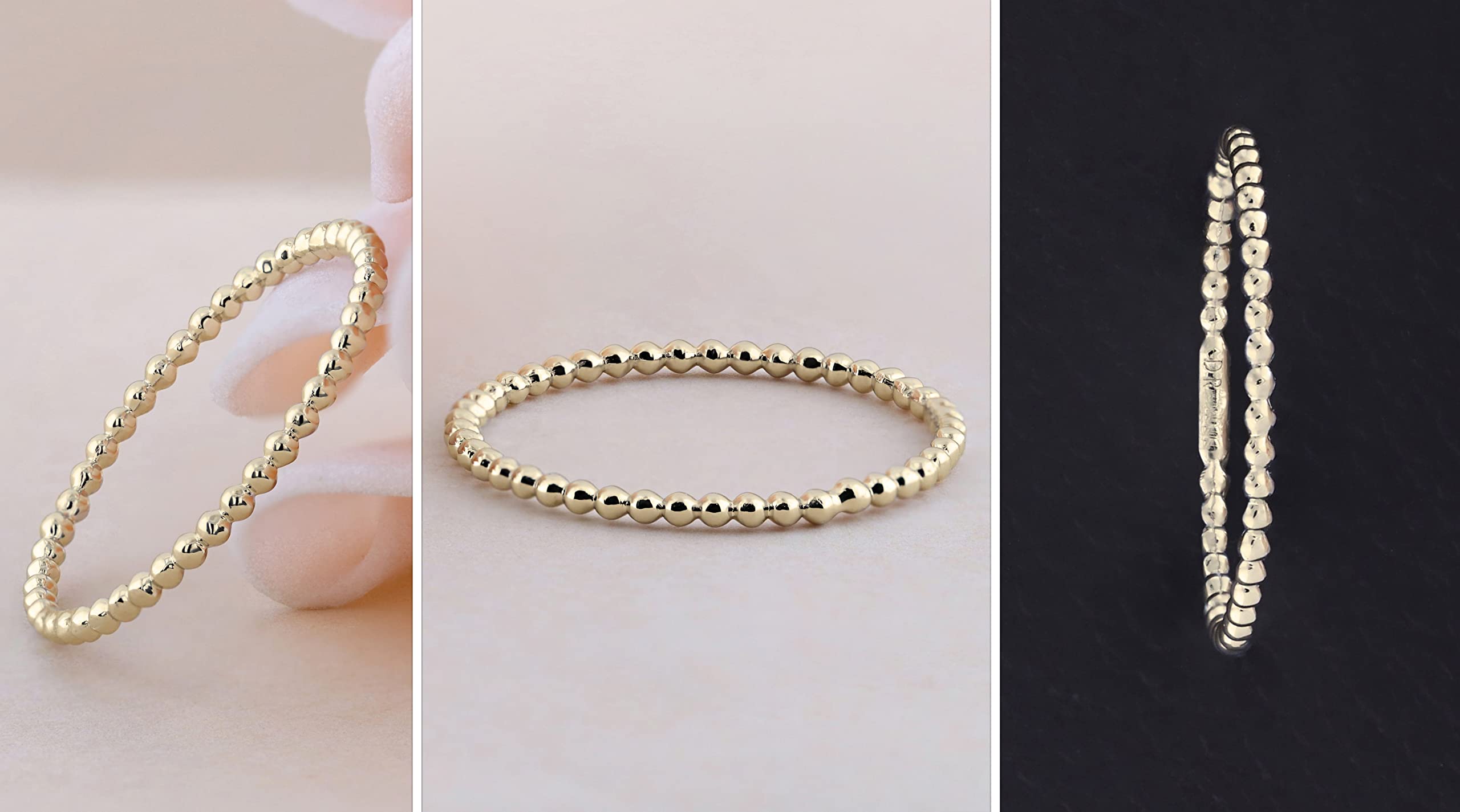 Dazzlingrock Collection 1.4mm Beaded Style Minimalist Ball Chain Design Wedding Band for Her in 14K Yellow Gold Size 6