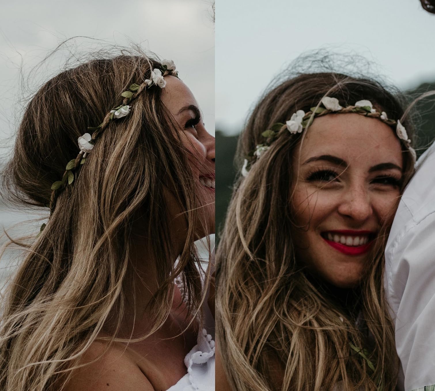 DDazzling Flower Crown Floral Wreath Headband Floral Garland Headbands photo props (Ivory and Gold)