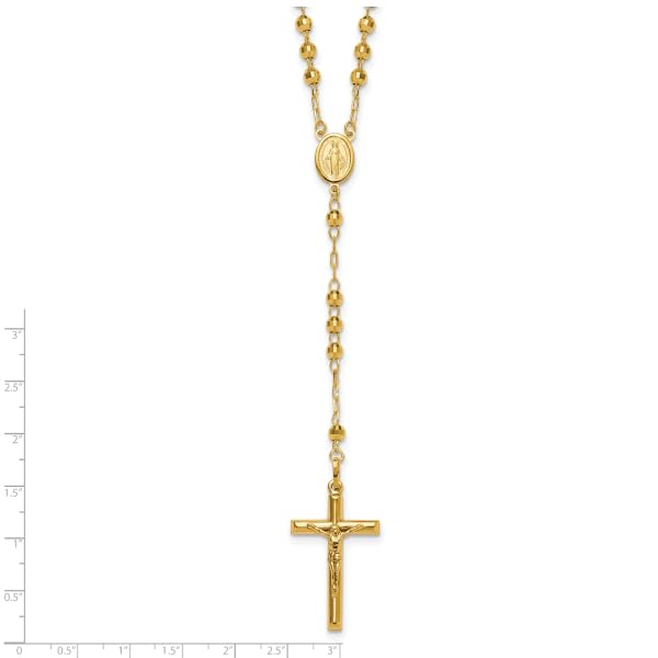 IceCarats 14K Yellow Gold 4mm Beaded Rosary Necklace 24 inch Chain