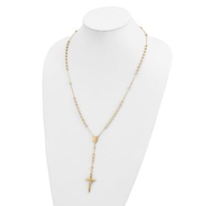 IceCarats 14K Yellow Gold 4mm Beaded Rosary Necklace 24 inch Chain