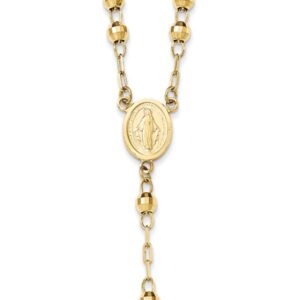 IceCarats 14K Yellow Gold 4mm Beaded Rosary Necklace 24 inch Chain