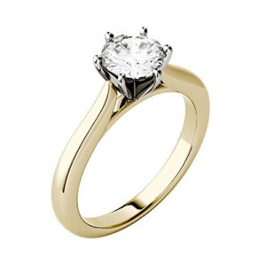 Charles & Colvard Forever One 6.5mm Round Cut Moissanite Two-Toned Engagement Ring for Women | 1 cttw DEW | Lab Grown | Solid 14K Two-Toned Gold | Size 5