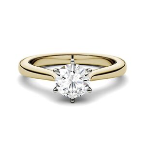 Charles & Colvard Forever One 6.5mm Round Cut Moissanite Two-Toned Engagement Ring for Women | 1 cttw DEW | Lab Grown | Solid 14K Two-Toned Gold | Size 5