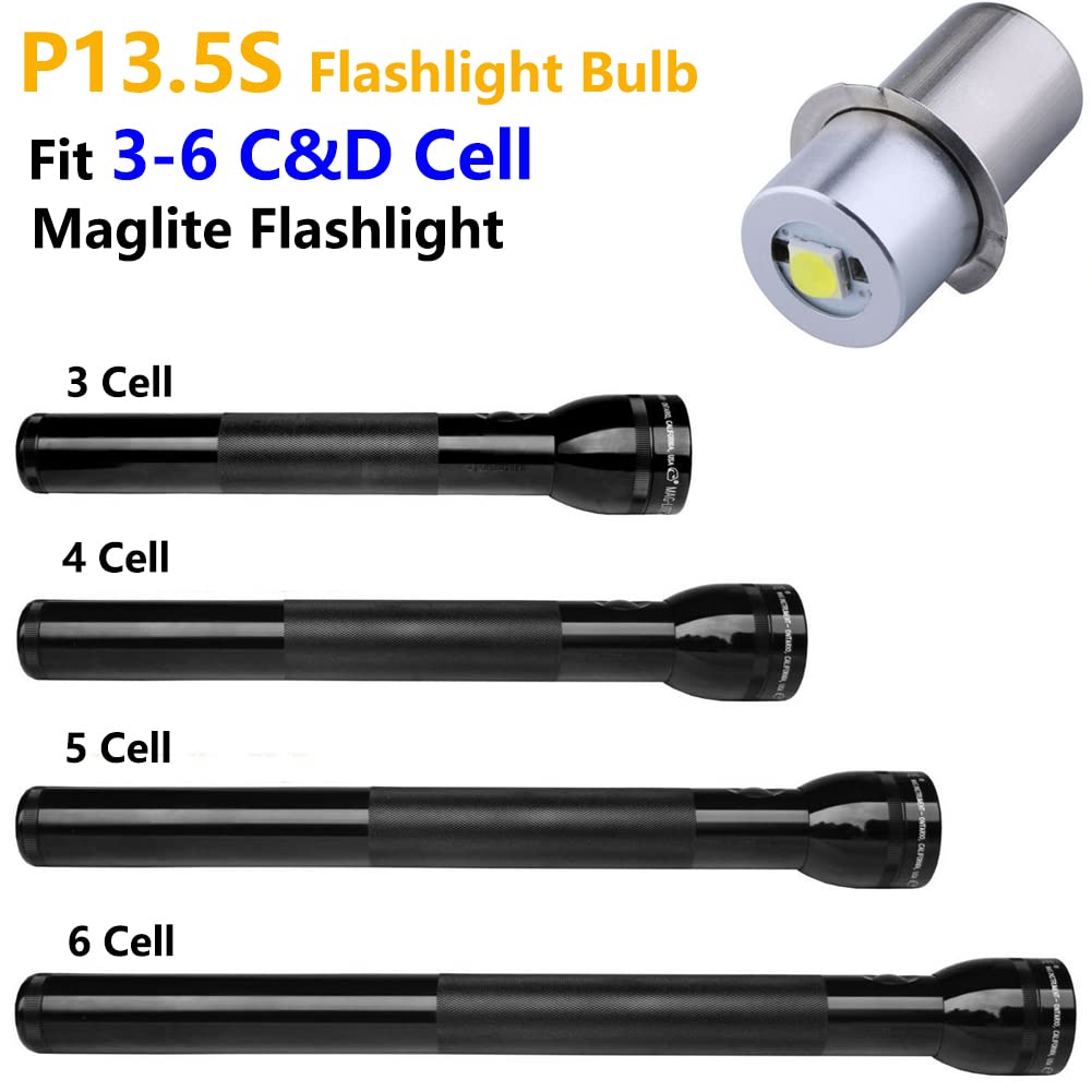 LudoPam Conversion Upgrade LED Bulb Replacement Compatible for Maglite Flashlight 3 4 5 6 Cell C/D