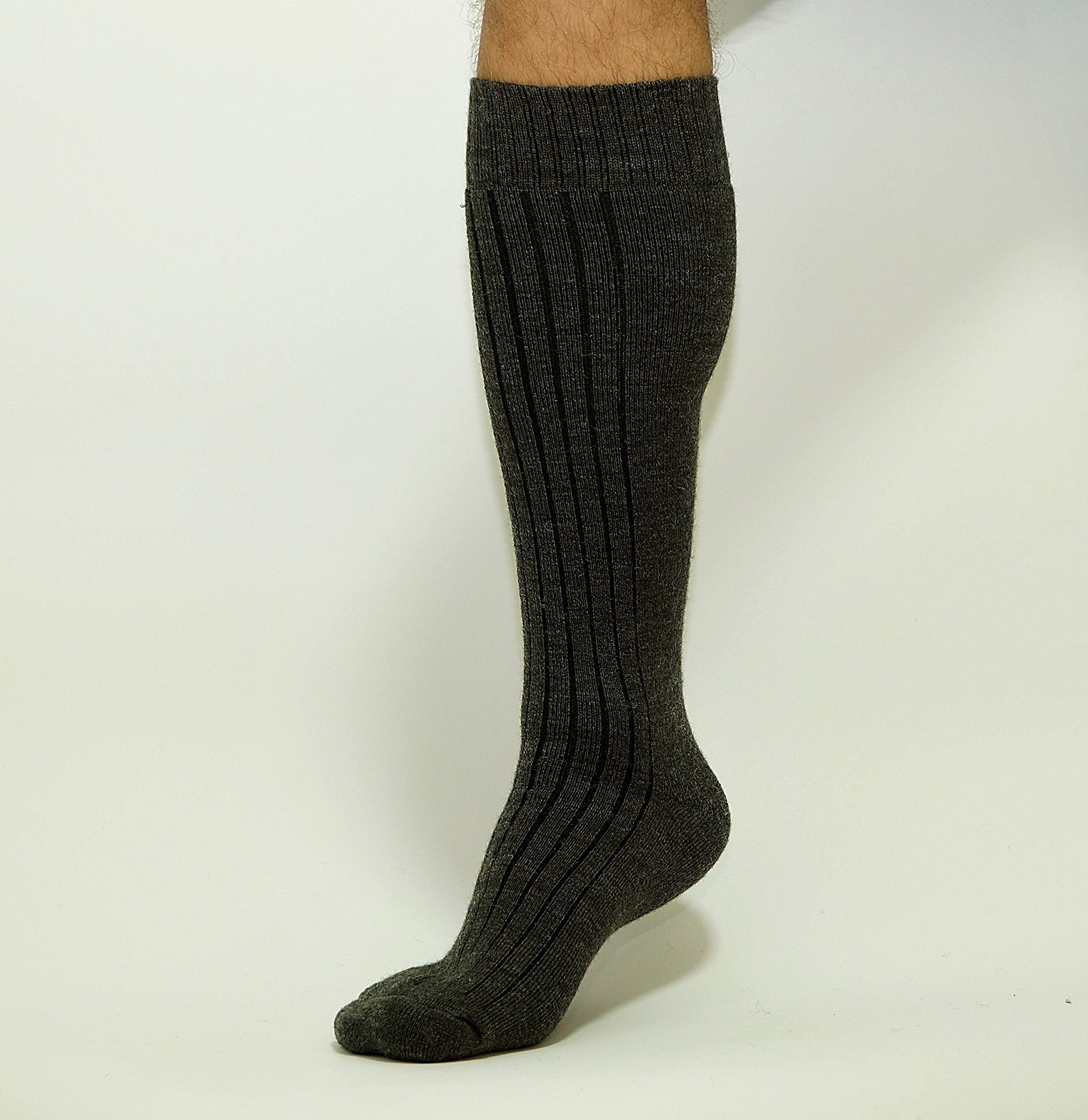 Luxury Thermal 80% True Merino Wool Socks-Over Calf, For Boots, Hiking,Ski &Home Black Gray