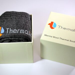 Luxury Thermal 80% True Merino Wool Socks-Over Calf, For Boots, Hiking,Ski &Home Black Gray