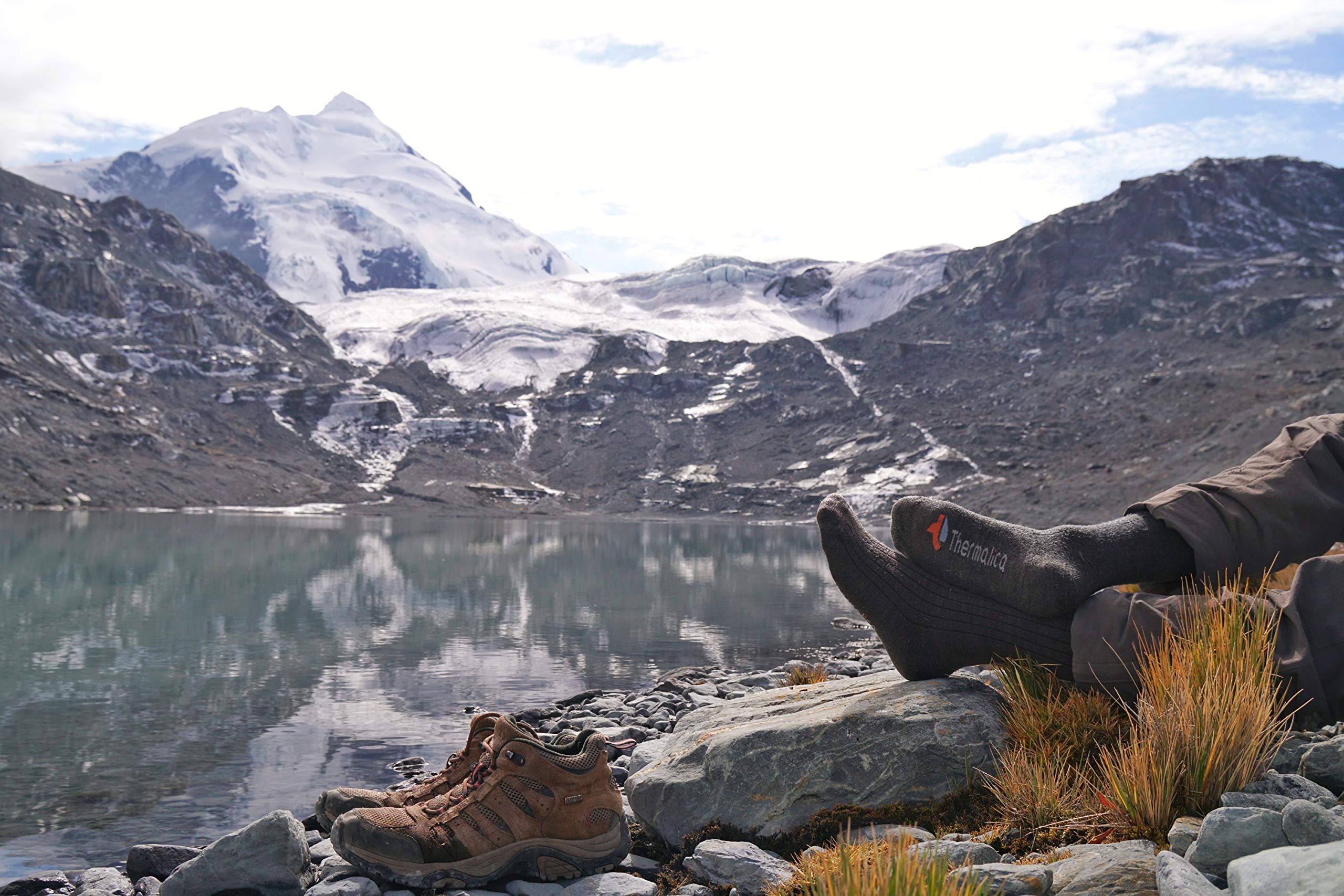 Luxury Thermal 80% True Merino Wool Socks-Over Calf, For Boots, Hiking,Ski &Home Black Gray