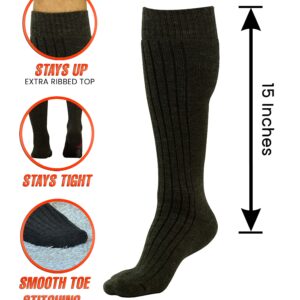 Luxury Thermal 80% True Merino Wool Socks-Over Calf, For Boots, Hiking,Ski &Home Black Gray