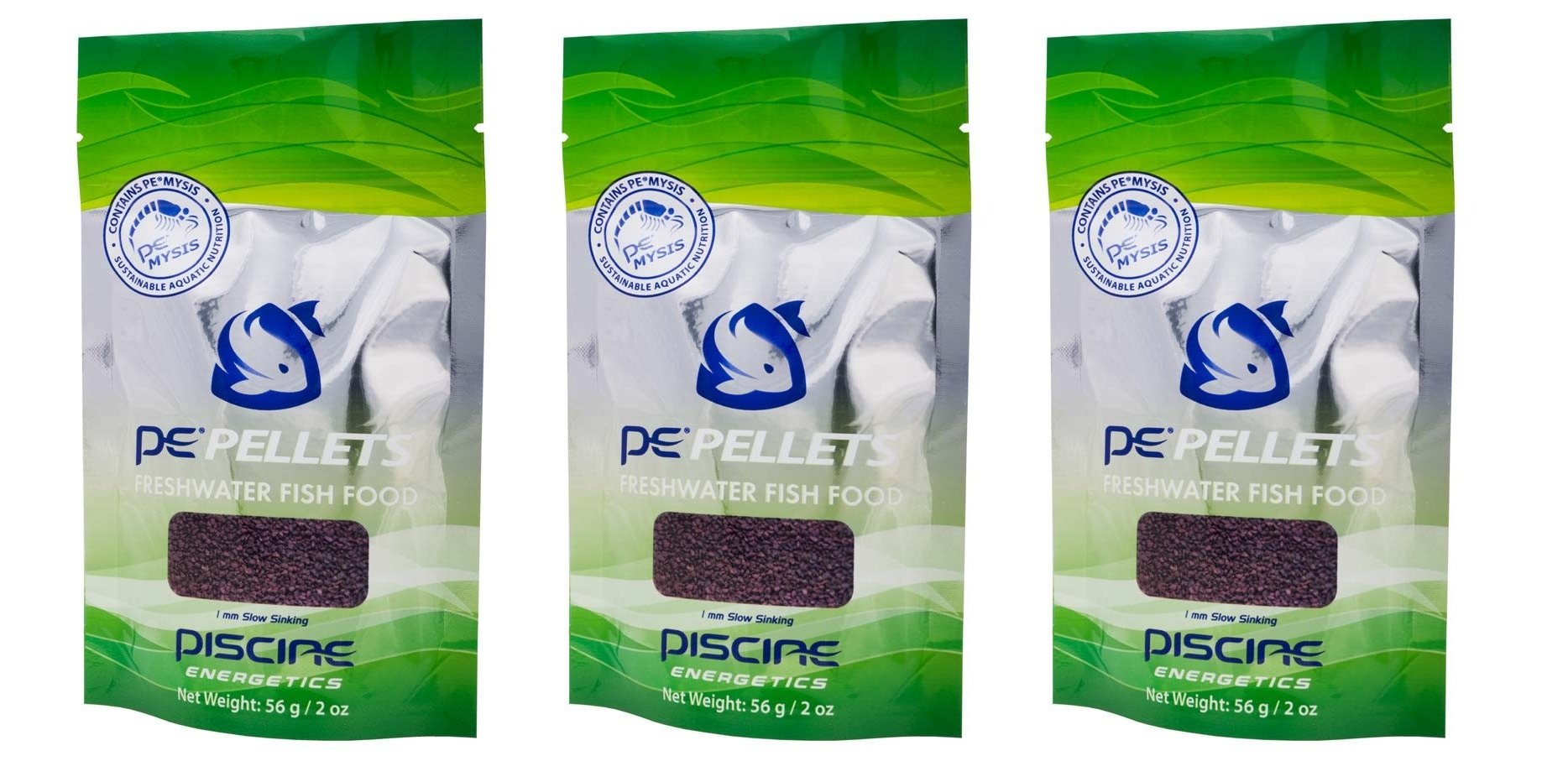 (3 Pack) Piscine Energetics 1MM PE Mysis Pellets Freshwater 56 Gram