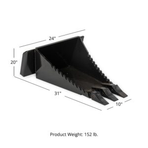 Titan Attachments Mini Skid Steer Stump Bucket Attachment, Stump Bucket for Compact Skid Steer with Toro Style Mounting, Serrated Leading Edge & Replaceable Teeth, Durable Mini Excavator Bucket