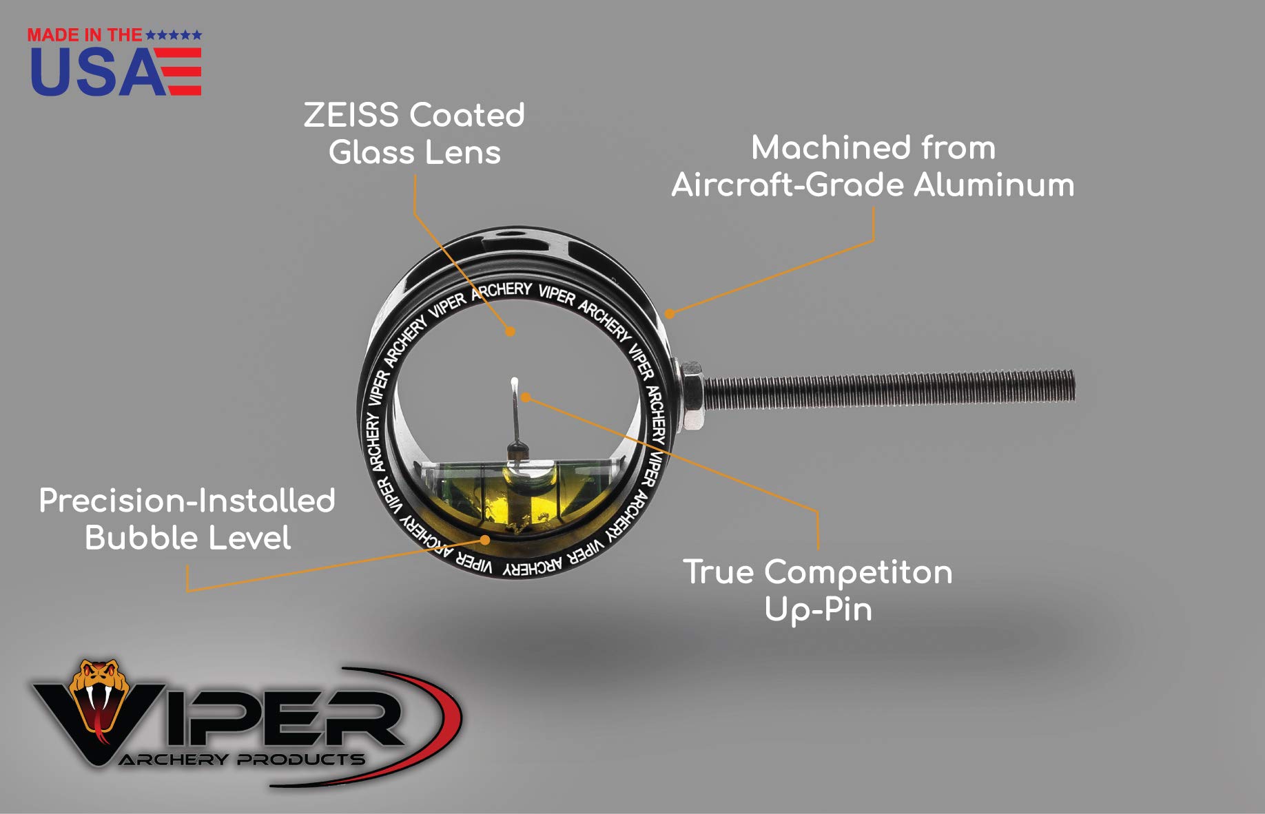 Viper Archery - Pro Series Target Archery Scope and Sight for Recurve and Compound Bows, 1 3/8" Aircraft Aluminum Housing, 0.019 Green Up Pin, 4X Magnification Glass Lens - Made in USA