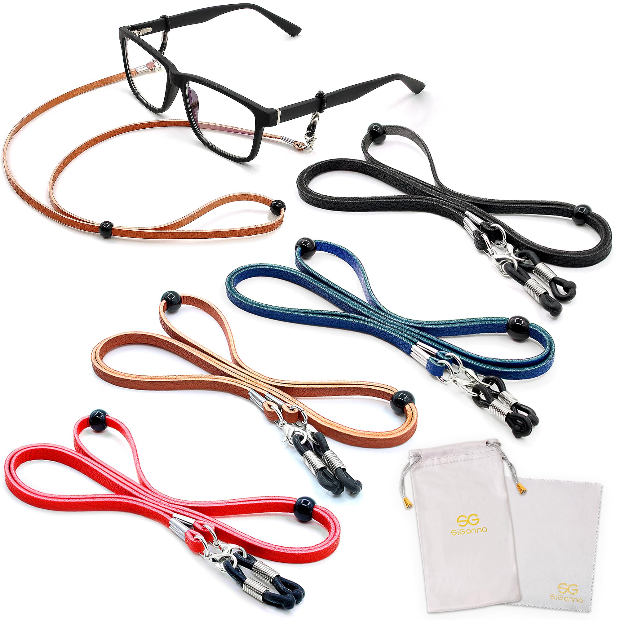 Eyeglasses Holder Strap Cord - PREMIUM ECO LEATHER Eyeglasses String Holder Chain Necklace - Glasses Cord Lanyard - Eyeglass Retainer