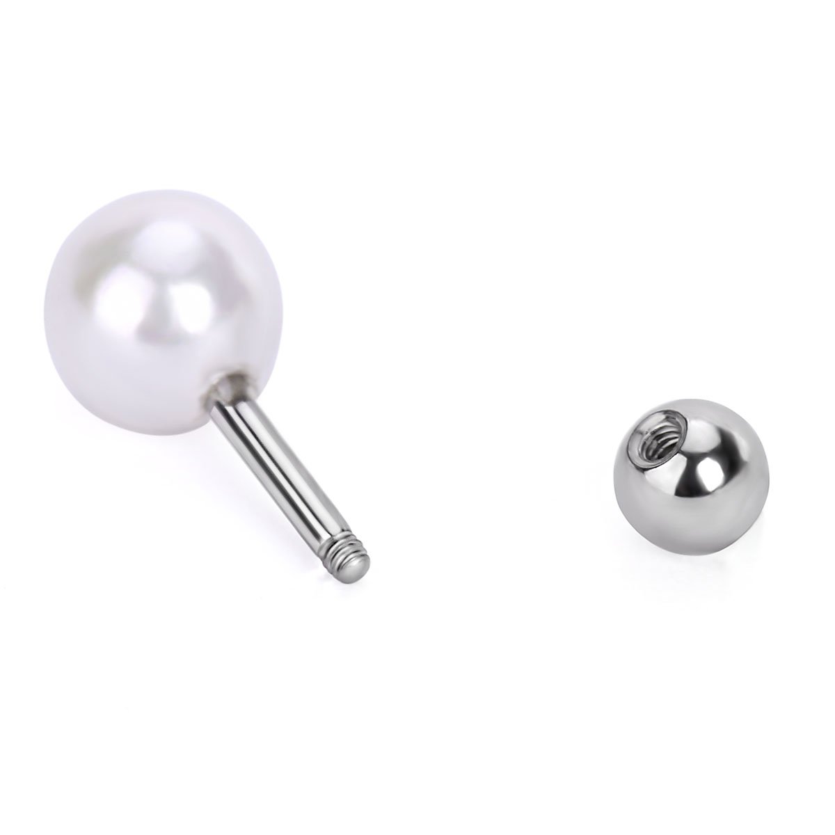 IPINK-3 Pcs 16G (1.2mm) Pearl Tragus Earring Piercing Stud Set Surgical Steel Cartilage Barbell