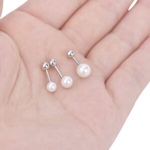 IPINK-3 Pcs 16G (1.2mm) Pearl Tragus Earring Piercing Stud Set Surgical Steel Cartilage Barbell