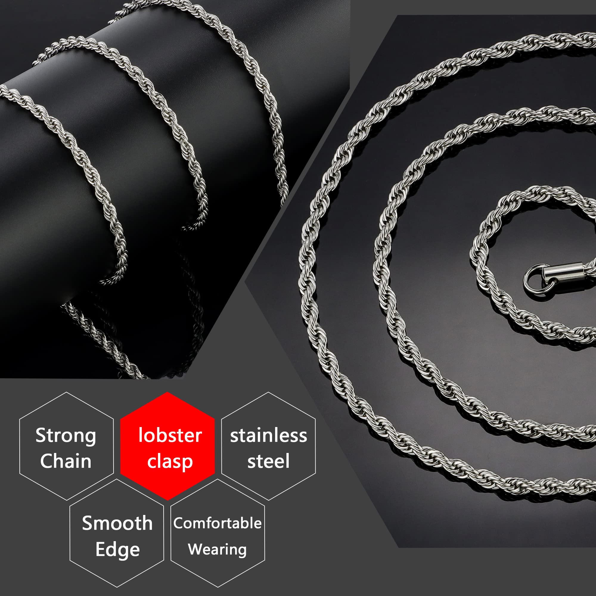 HolyFast Twist Chain Necklace - Stainless Steel Rope Jewelry for Men & Women