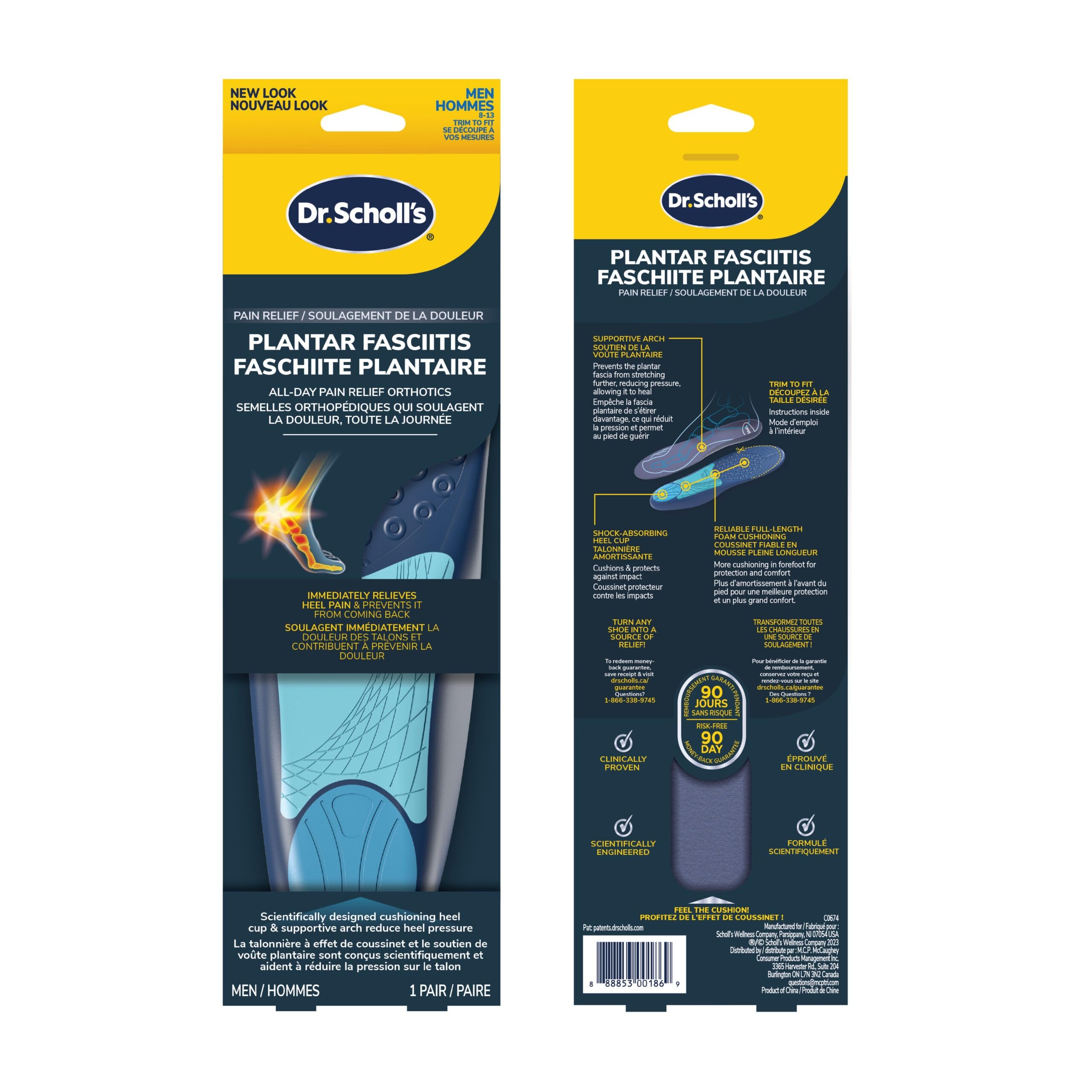 Dr. Scholls Plantar Fasciitis Orthotics Mens (Size 8-13) (2 Pack)