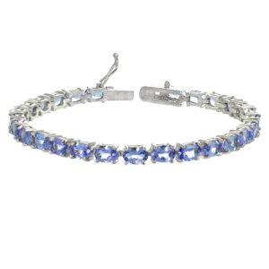 b. brilliant sterling silver oval-cut genuine natural tanzanite tennis bracelet for women with gift box