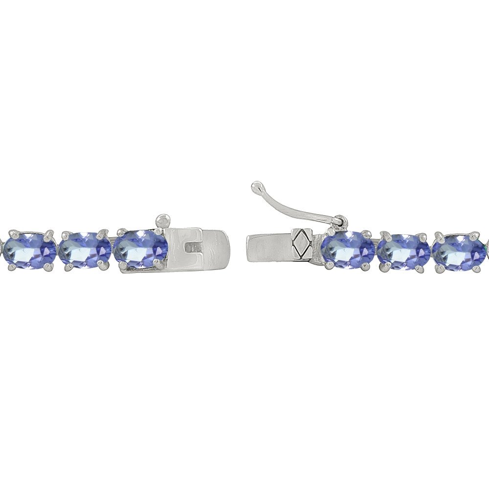 B. BRILLIANT Sterling Silver Oval-cut Genuine Natural Tanzanite Tennis Bracelet for Women with Gift Box