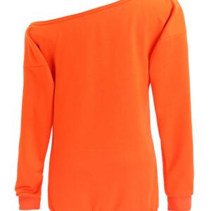 GSVIBK Womens Halloween Sweatshirts Halloween Pumpkin Face Long Sleeve Sweatshirts Off Shoulder Halloween Shirts 97-Orange XL