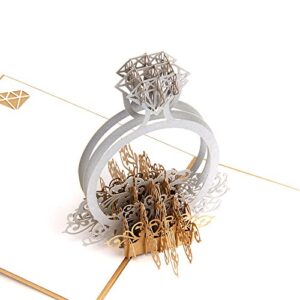 HUNGER Handmade 3D Pop Up Diamond Ring Birthday Cards Creative Greeting Cards Papercraft (Diamond Ring)