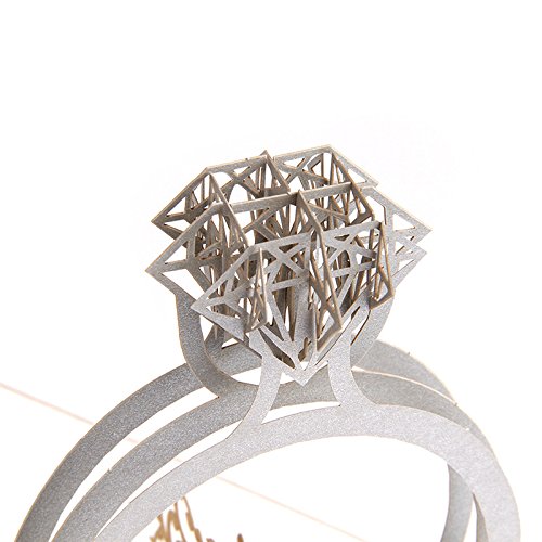 HUNGER Handmade 3D Pop Up Diamond Ring Birthday Cards Creative Greeting Cards Papercraft (Diamond Ring)