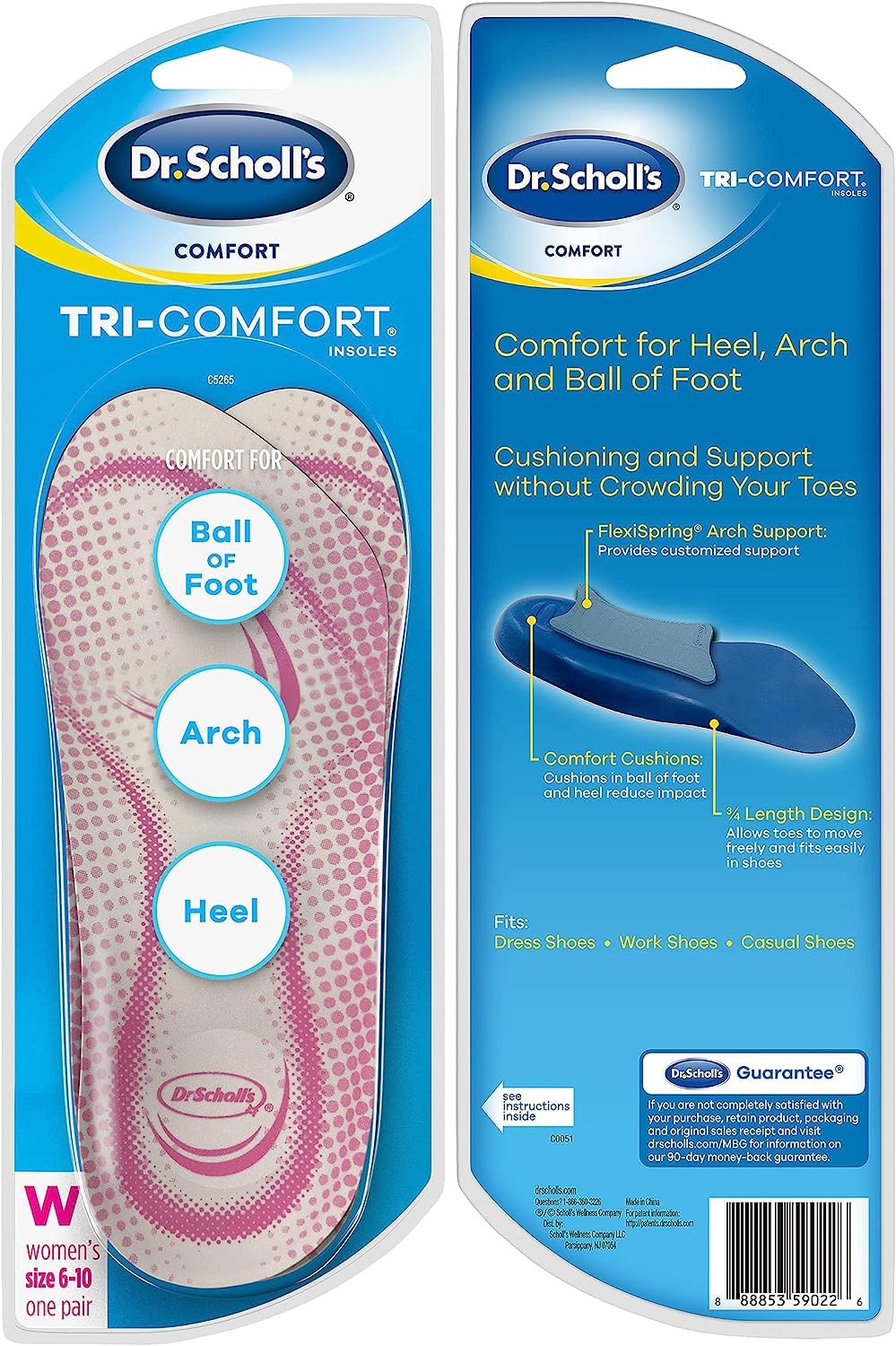 Dr. Scholls Tri-Comfort Insoles Womens (Size 6-10) (2 Pack)