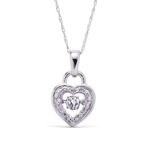 brilliance in motion 10k gold genuine 1/4cttw dancing diamond heart pendant necklace