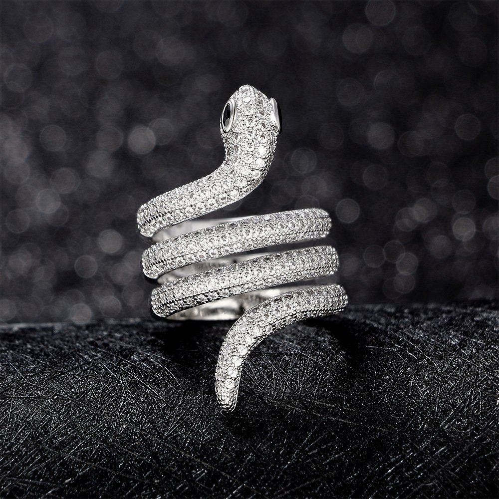 Kemstone Original Silver Plated Snake Ring Jewelry, Size9