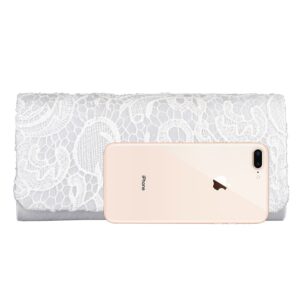 BAGLAMOR Clutch Purses for Women Wedding White Lace Floral Handbag Evening Bag