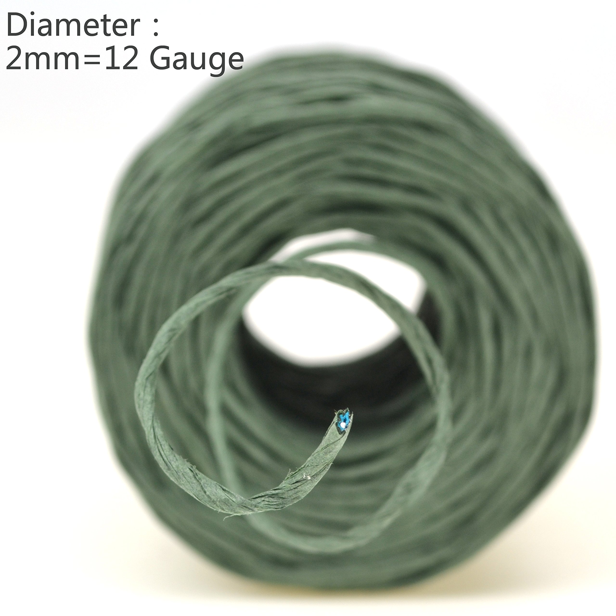 STAR Quality 22 Gauge Floral Stem Wire 54 Yards per Roll| Portable Binding Wire Paper Twine for Gardening | Tens of colors Paper Wrapped Wire Winded DIY Project (2mm x 54 Yards, Dark Green)