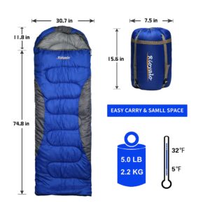 0 Degree Winter Sleeping Bags for Adults Camping (350GSM) -Temp Range (5F – 32F) Portable Waterproof Compression Sack- for Big and Tall in Env Hoodie: Hiking Backpacking 4 Season