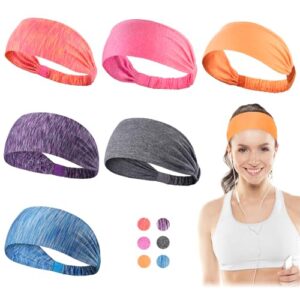 dreamlover workout headbands for women, sweat headbands for women athletic, sports headbands for women yoga, 6 pieces