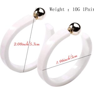 PEXKO Earrings Acrylic Marbled Earring Leopard Round Hoop Earrings (White)