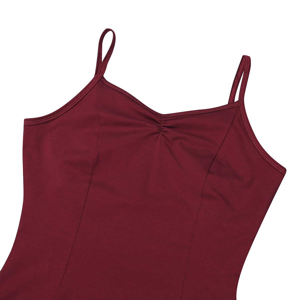 YiZYiF Women's Double Criss Cross Back V-Neck Ballet Dance Gymnastics Leotard Camisole Bodysuit Burgundy X-Large