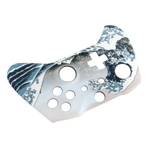 eXtremeRate The Great Wave Patterned Faceplate Front Housing Shell with Soft Touch Grip for Xbox One X S Controller Model 1708 - Controller NOT Included