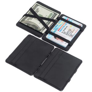 CKLT Men's Fashion Magic Money Clip Leather Minimalistic Slim Wallet Black