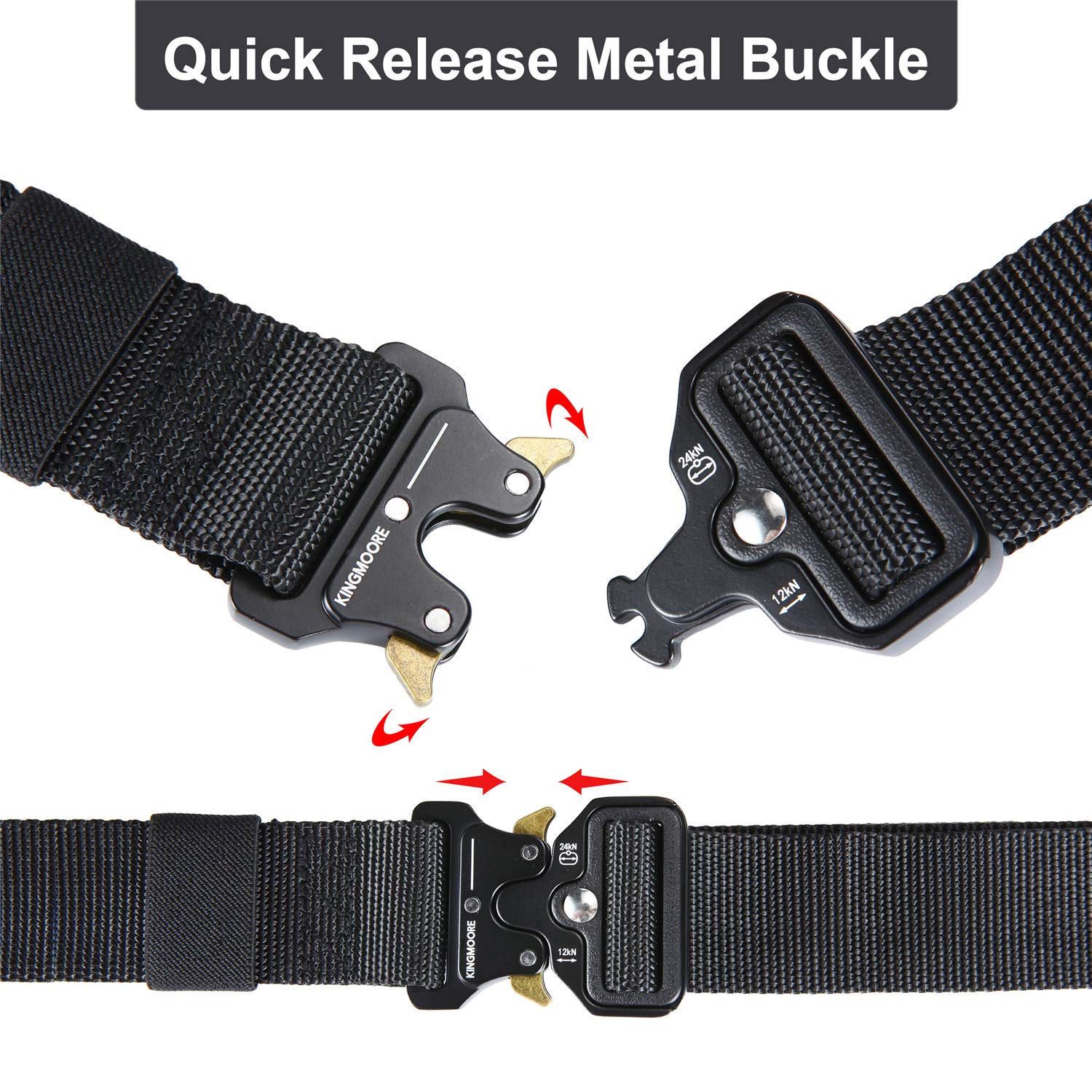 KingMoore Men's Tactical Belt Heavy Duty Webbing Belt Adjustable Military Style Nylon Belts with Metal Buckle