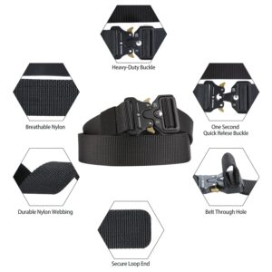 KingMoore Men's Tactical Belt Heavy Duty Webbing Belt Adjustable Military Style Nylon Belts with Metal Buckle