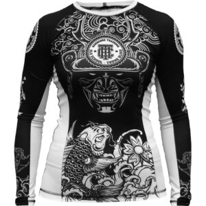 hardcore training koi women rash guard long sleeve compression base layer tight fitness yoga running gym workout black/white