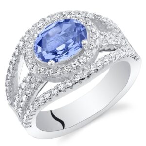 peora simulated tanzanite serenity ring for women 925 solid sterling silver, 1.50 carats oval shape 8x6mm, size 8