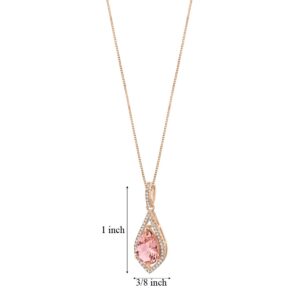 PEORA Simulated Morganite Floating Teardrop Pendant Necklace for Women 925 Rose Gold-tone Sterling Silver, 3.50 Carats Pear Shape 12x8mm, with 18 inch Chain