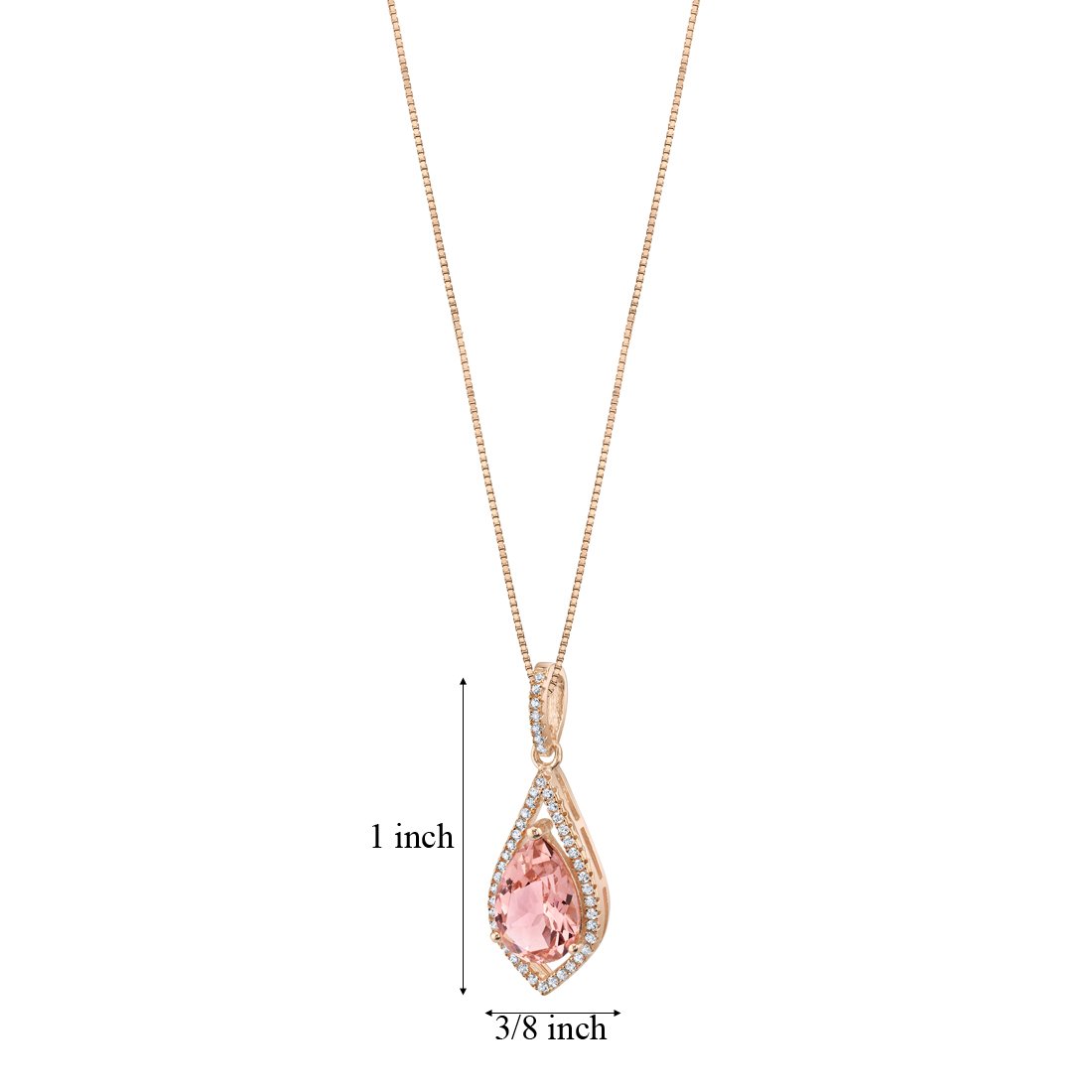 PEORA Simulated Morganite Floating Teardrop Pendant Necklace for Women 925 Rose Gold-tone Sterling Silver, 3.50 Carats Pear Shape 12x8mm, with 18 inch Chain