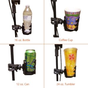 Crescendo CR-25 Drink Bottle Holder - Cup Caddy - Water, Other Beverage - Mount Clamp Accessory for Mic Stand, Handle Bar, Pole, Music or Microphone Boom Stand