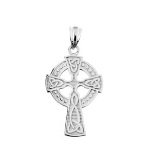 Claddagh Gold 925 Sterling Silver Celtic Cross Trinity Knot Pendant