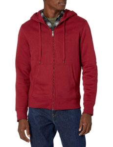 amazon essentials men's full-zip fleece hoodie (available in big & tall), red, large