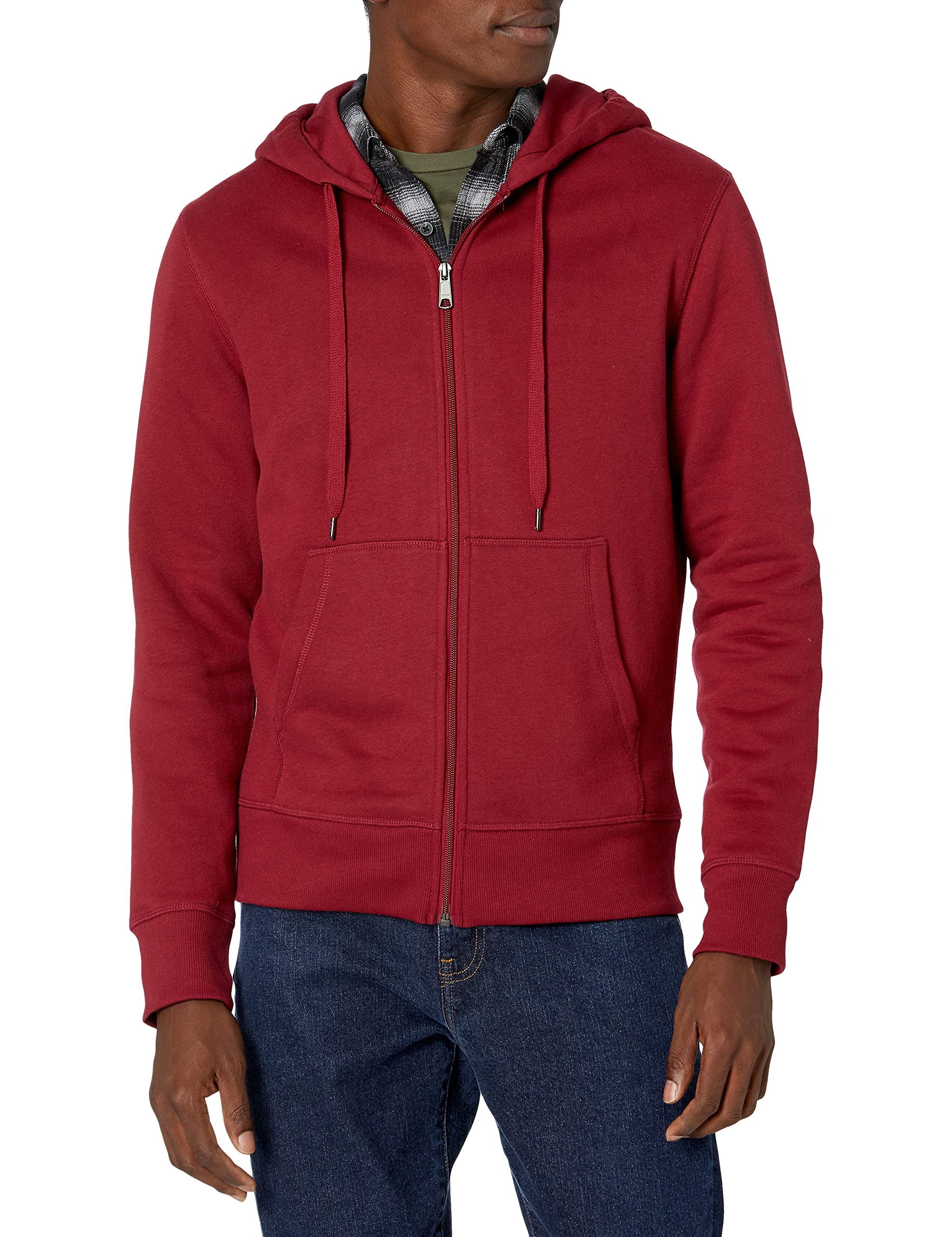 Amazon Essentials Men's Full-Zip Fleece Hoodie (Available in Big & Tall), Red, Large