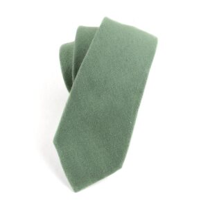 TAGERWILEN Cotton Solid Skinny Men's Necktie 2.36" Tie (Grass green)